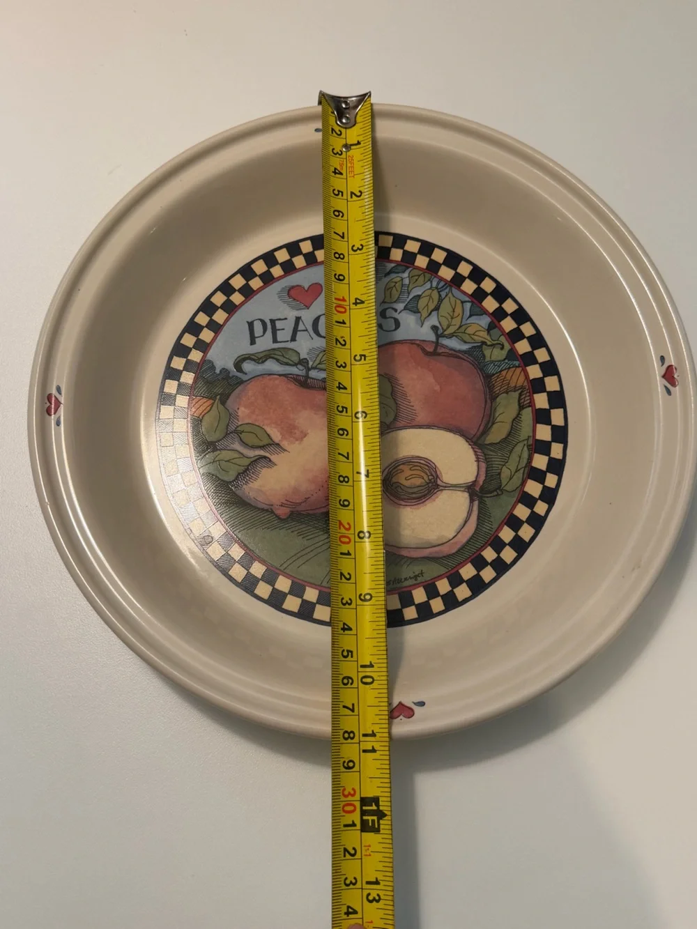 Vintage 90s Susan Winget Peach Pie Dish Ceramic Farmhouse Cottagecore Deep Bake